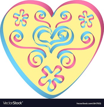 Heart decorated by ribbons in pink-blue colors vector image