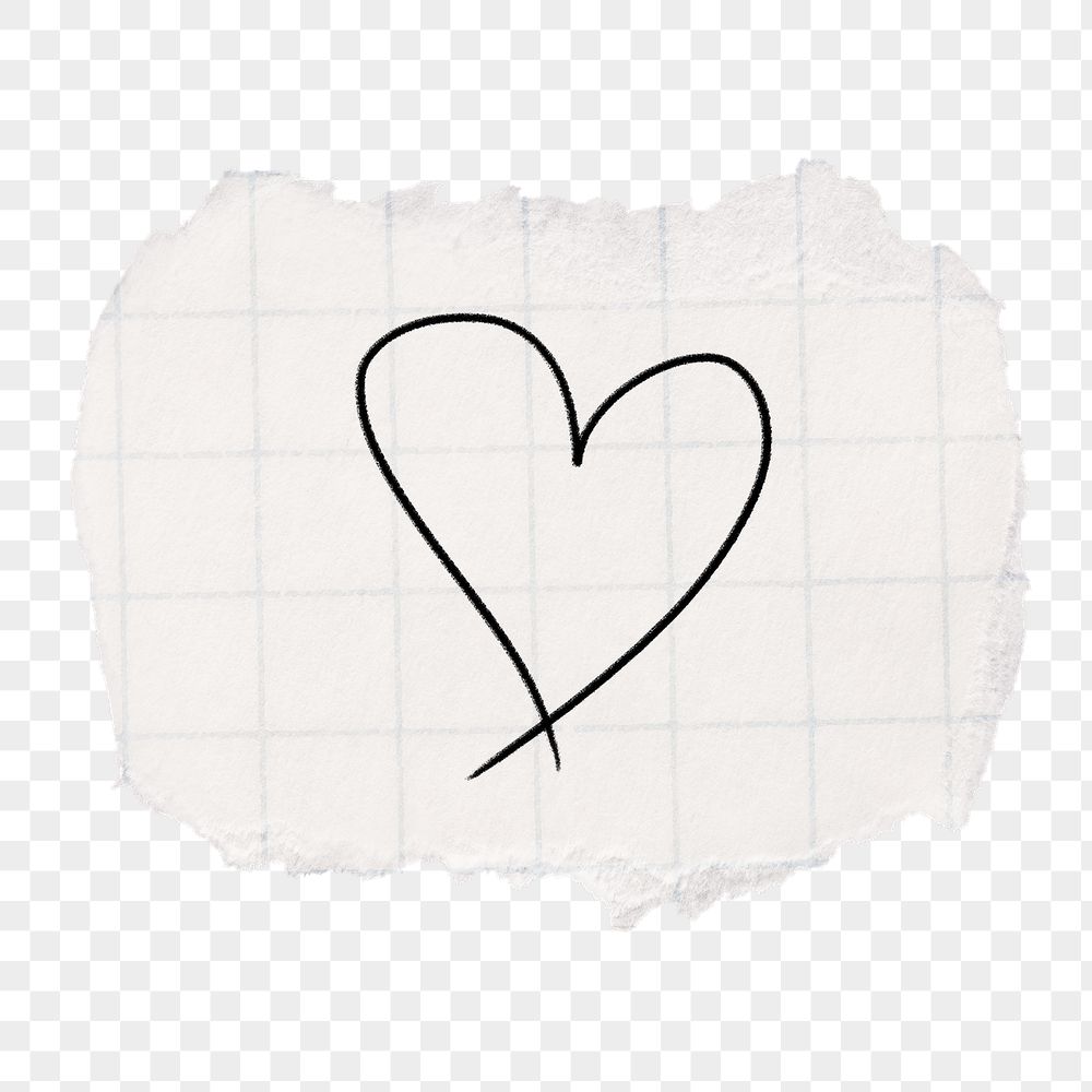 Heart doodle png sticker, torn | Free PNG - rawpixel