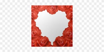 Heart Frame Made Of Red Roses With Text Frame Poster - Garden Roses