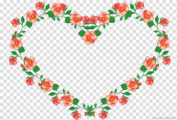 Heart, Heart-shaped floral frame transparent background PNG clipart