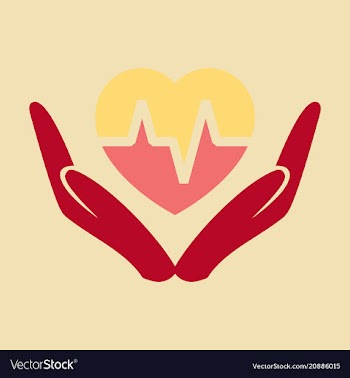 Heart icon in love hands heart with cardio line vector image