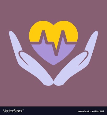 Heart icon in love hands heart with cardio line vector image