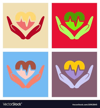 Heart icon in love hands heart with cardio line vector image
