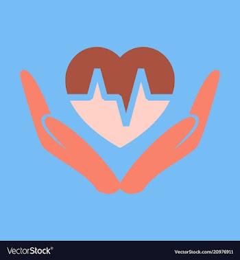 Heart icon in love hands heart with cardio line vector image