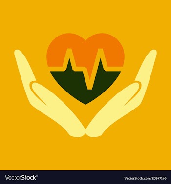 Heart icon in love hands heart with cardio line vector image
