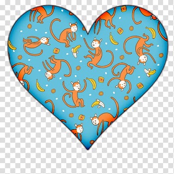 Heart Icons, heart-shaped teal and brown monkey print transparent background PNG clipart