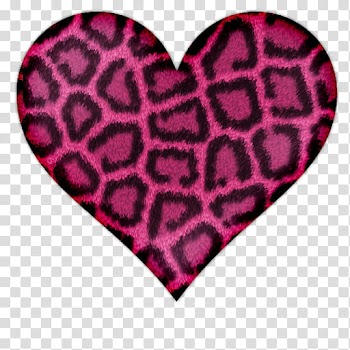 Heart Icons, pink and black leopard print heart illustration transparent background PNG clipart