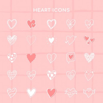 Heart icons psd, pink set in hand-drawn… | Free stock illustration | High Resolution graphic