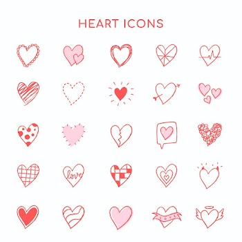 Heart icons psd, pink set in hand-drawn… | Free stock illustration | High Resolution graphic
