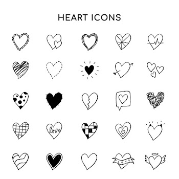 Heart icons psd set, simple doodle in hand… | Free stock illustration | High Resolution graphic
