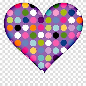 Heart Icons, purple and multicolored polka-dot heart illustration transparent background PNG clipart