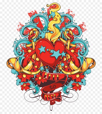 Heart Illustration - Cartoon dagger Heart Wings printing 