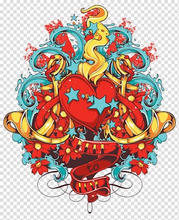 Heart Illustration, Ribbon Heart Tattoo transparent background PNG clipart