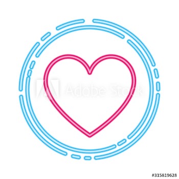 heart in neon light on white background design