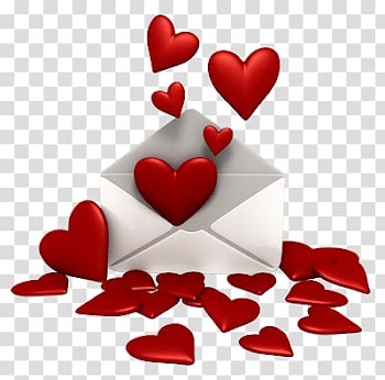 Heart love envelop illustration, Letter Full Of Hearts transparent background PNG clipart