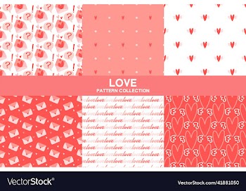 heart love seamless pattern set
