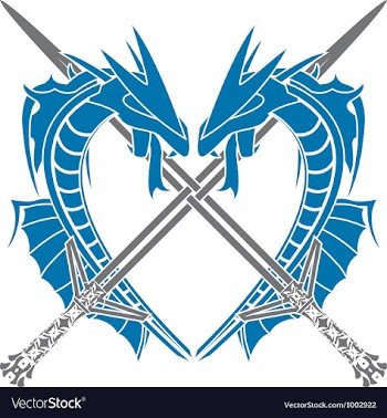  					Heart of dragons vector image														
