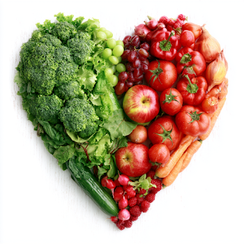 Heart of Fresh Fruits and Vegetables