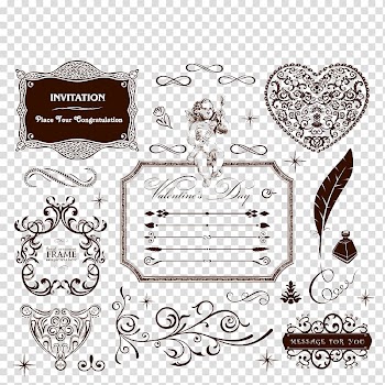 Heart Ornament Illustration, Wedding Border transparent background PNG clipart