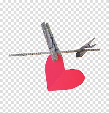 Heart paper hanging on clothespin transparent background PNG clipart