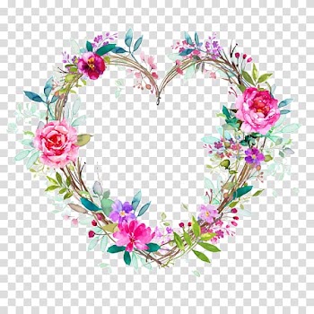 Heart pink petaled flowers illustration, Pressed flower craft Wreath Watercolor painting , watercolour flower transparent background PNG clipart