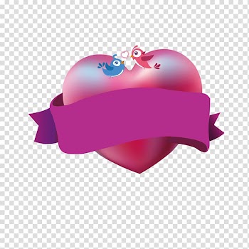 Heart Purple , Red Ribbon Birds transparent background PNG clipart