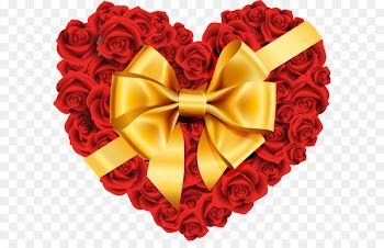 Heart Rose Clip art - Large Rose Heart with Gold Bow PNG Clipart 