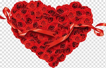 Heart Rose Flower Red, Love Rose red ribbon transparent background PNG clipart