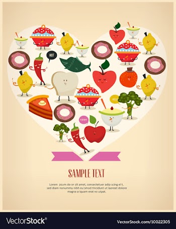 Heart shape and food elements vector image
