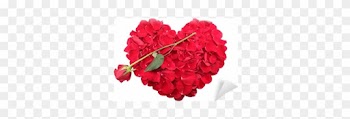 Heart Shape Of Red Rose Petals With A Red Rose Wall - Pétales De Rose En Coeur Et Flèche