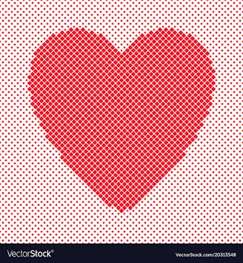 Heart shaped background design from red diagonal vector image
