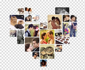 Heart-shaped collage of couples, Collage Chocolate Snack, Heart-shaped album material transparent background PNG clipart