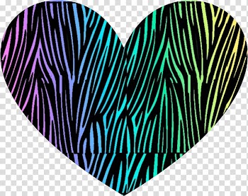 , heart-shaped multicolored zebra print transparent background PNG clipart
