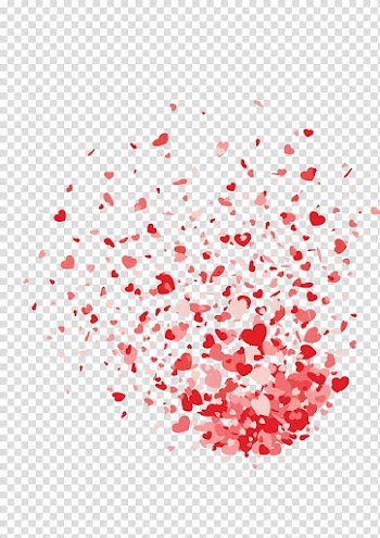 Heart-shaped pink and red decors, Valentine's Day Heart Gift, Divergent petals transparent background PNG clipart