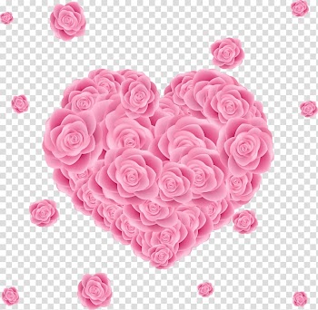 Heart-shaped pink rose flowers , Beach rose Valentines Day Heart, Love,rose transparent background PNG clipart