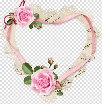 Heart-shaped pink roses illustration, Valentine's Day Frames Gift Android, lace frame transparent background PNG clipart