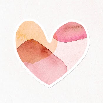 Heart shaped pink watercolor textured sticker design element | Free  illustration - 2338927