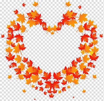 Heart-shaped red and orange maple leaves illustration, Autumn leaf color , Autumn Leaves Heart transparent background PNG clipart