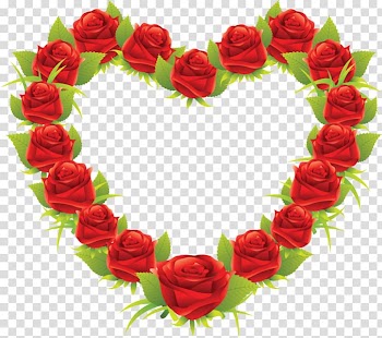 Heart-shaped red roses wreath , Happy Valentines Day transparent background PNG clipart