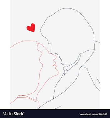 heart shaped romantic mode line art with couple