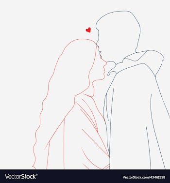 heart shaped romantic mode line art with couple