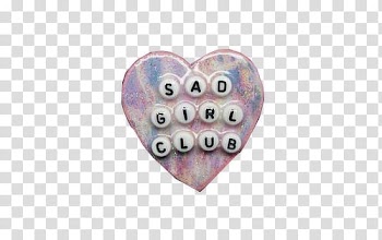 , heart-shaped sad girl club pinback button transparent background PNG clipart