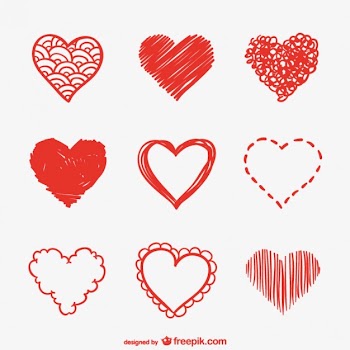 Heart sketches set Free Vector