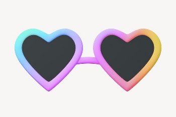 Heart sunglasses collage element, 3D | Free PSD - rawpixel