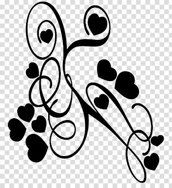 Heart Swirls , black flora illustration transparent background PNG clipart