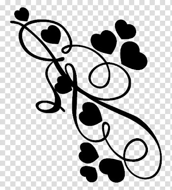Heart Swirls , black flowers illustration transparent background PNG clipart