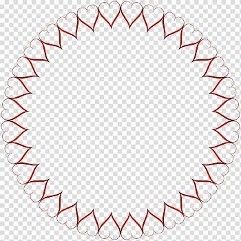 Heart-themed border illustration, Spirograph Circle , Red Round Heart Border transparent background PNG clipart