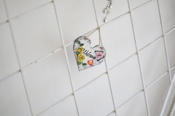 Heart White, Black, and Yellow Floral Hanging Decor