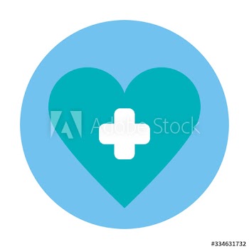 heart with cross symbol in frame circular design