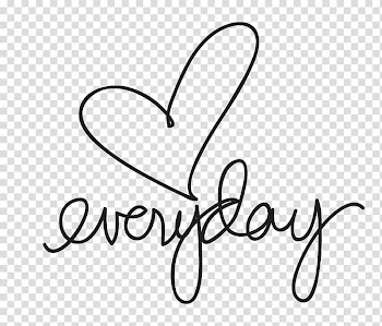 Heart with everyday text, Love Drawing Cursive Lettering Font, happy valentines day transparent background PNG clipart